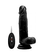 Vibrating realistic cock - 8 inch - with scrotum - black