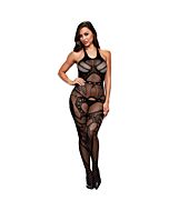 Crotchless jacquard bodystocking