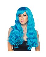 Leg avenue starbright long wavy wig neon blue