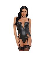 Main stitch bustier quilted lingerie set black
