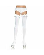 White Ruffled Bow Stockings