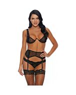 Youve dot my number bra garter belt and panty  black