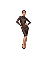 Striped knee-length tulle dress  - black