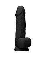 Silicone dildo with balls - 21,6 cm - black