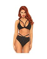 Lurex opaque bra and bottom black