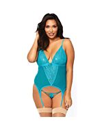 Leg avenue lace cami garter & string blue