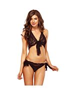 Leg avenue lace wrap around tie front teddy