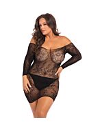 Open season off shoulder lace dress - black