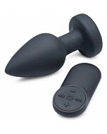 Silicone vibrating anal plug-medium-black
