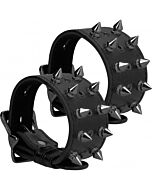 Ouch! skulls and bones - handcuffs with spikes - black