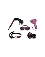 Red leopard - 6 piece bondage set