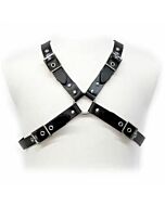 Leather body black buckle harness for men