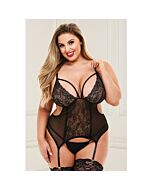 2pc lace & mesh chemise garterset