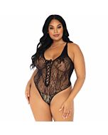 Leg avenue floral lace thong teddy plus size