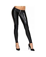 Valera wetlook zipper leggings black