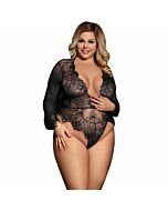 Subblime queen plus low cut and fringed teddy