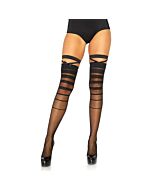Halftone striped thigh highs - black