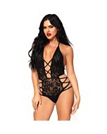 Leg avenue strappy halter lace teddy one size