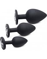 Dirty words silcone anal plug set - black