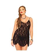 Leg avenue rose lace flared chemise with g-string black plus