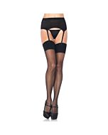 Leg avenue 2pc spandex sheer garterbelt and stocking set black