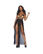 Cage maxi dress and g-string - black