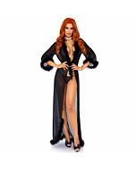 Leg avenue marabou trimmed long robe black one size