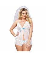 Leg avenue mesh babydoll & g-string plus size 1x/2x