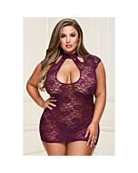 Lace keyhole mini dress purple