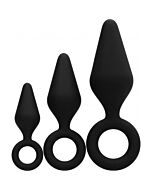 Silicone butt plug set - black