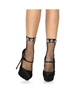Mesh socks with rhinestones - black