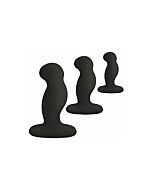 Anal starter kit 3 solid sillicone anal plugs - black