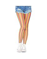 Rainbow striped fishnet tights