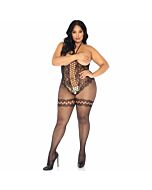 Leg avenue net and lace cupless bodystocking plus size