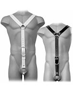 Leather body harness men white