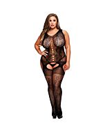 Crotchless jacquard bodystocking