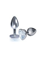 Bejeweled heart stainless steel plug - diamond