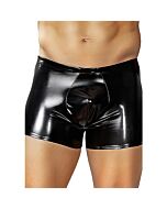 Male power pouch short liquid onyx black
