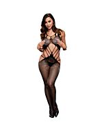 Criss cross crotchless bodystocking