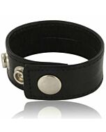 Metal hard - cock and ball strap with snaps - black