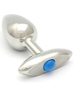 Rosebuds pressed glass plug anal stainless steel 65 x 30 mm aquamarine