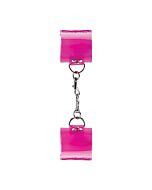 Pink translucent hand cuffs with velcro