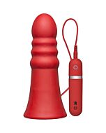 Butt plug vibrating 8 inch ridged red