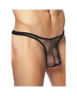 Male power fishnet bong thong black
