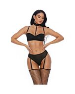 Right sheer right now bra and panty with garter straps - black