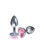 Bejeweled heart stainless steel plug - pink