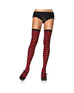 Leg avenue nylon striped thigh highs black-red