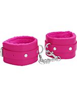 Ouch plush leather ankle cuffs pink