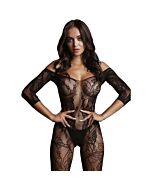 Le désir - floral lace mesh bodysuit - black