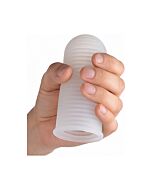 Palm-tec ultra grip ribbed silicone masturbator - transparent